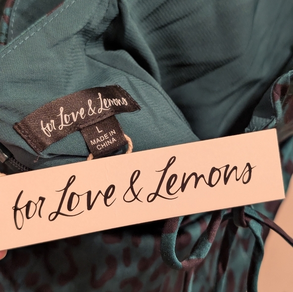 For Love And Lemons Green Wendy Strappy Green Leopard Print Mini Dress Large NWT - Picture 12 of 13